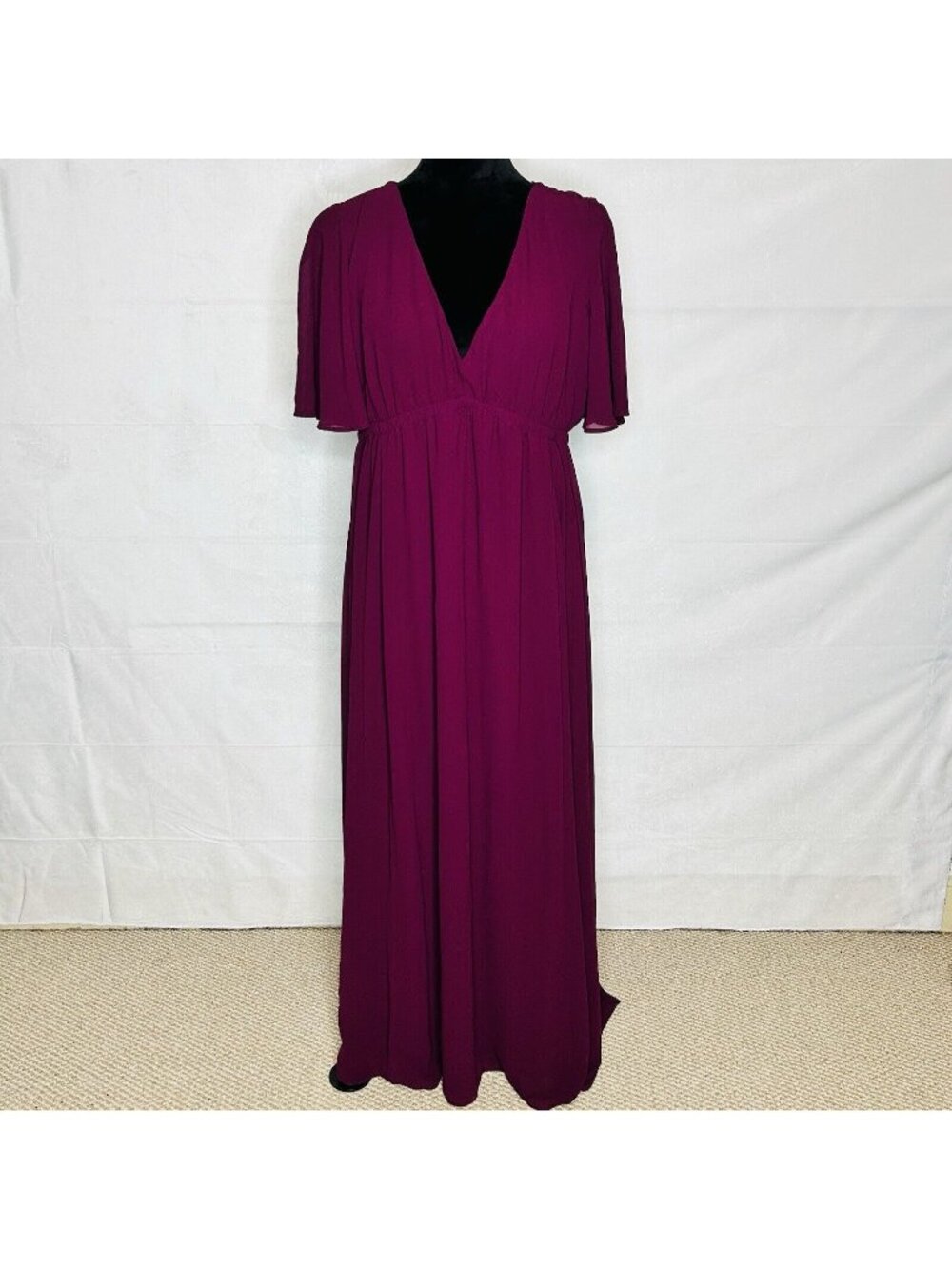 Show Me Your Mumu Emily Empire Merlot Purple Maroon Chiffon Maxi Dress Sz XL